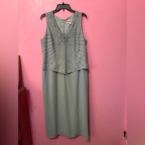 Beautiful Size 16 Karen Miller Sequined Elegant Sleeveless Teal Dress 👗